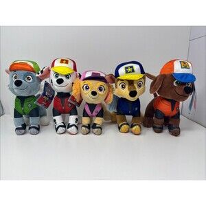 PAW PATROL Big Truck Pups 8" Plush Set of 5 Rocky Skye Chase Zuma Marshall Lot